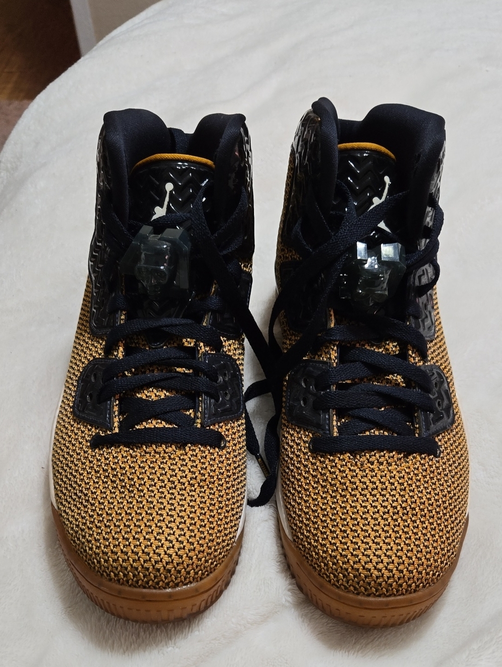 Jordan Mens' Black & Gold Knit High-Top Sneakers